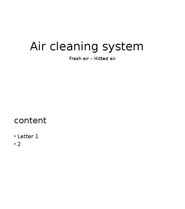 Air Cleaning System Fresh Air Hitted Air PDF