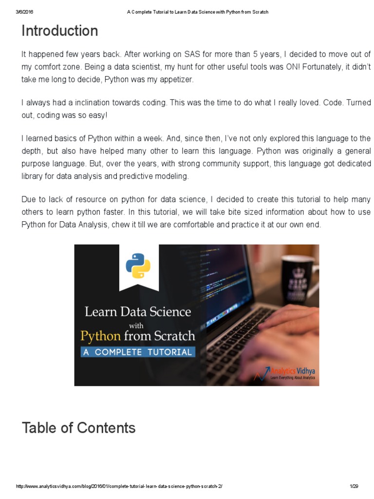 A Complete Tutorial To Learn Data Science With Python From Scratch PDF ...