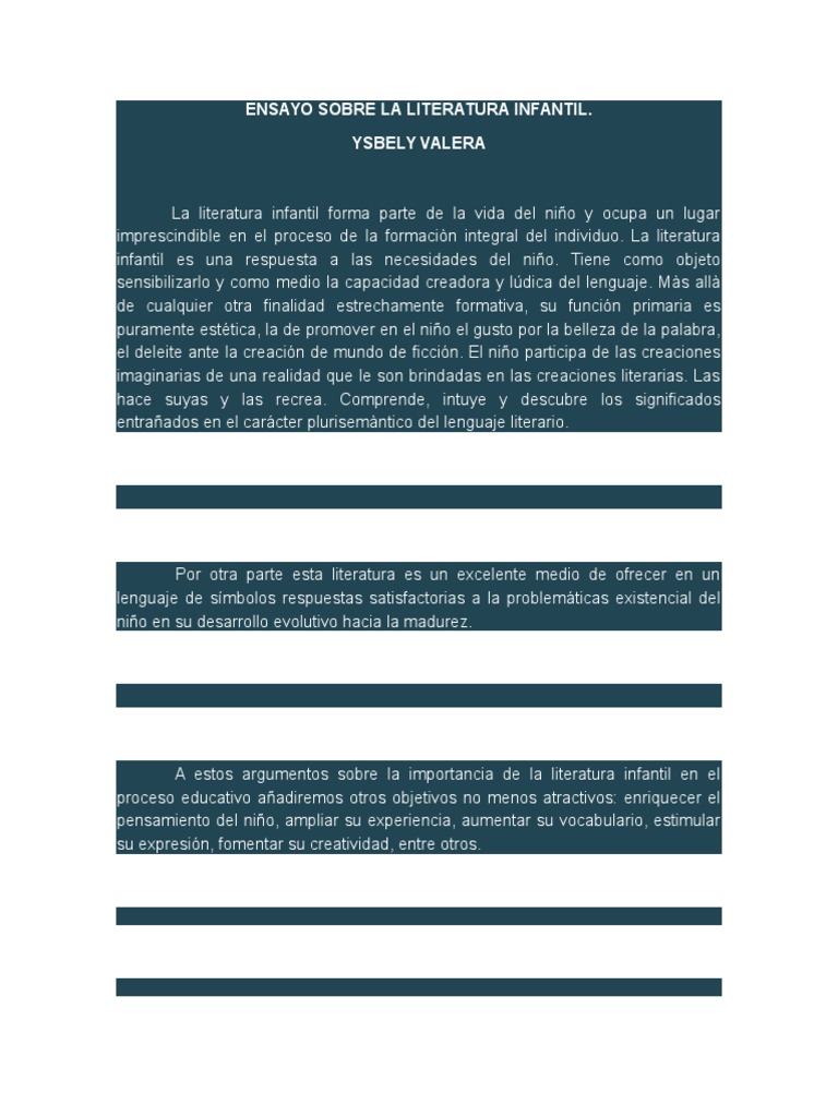 Ensayo Sobre La Literatura Infantil Literatura infantil