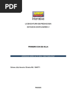 Trabalho Em Grupo O Primeiro Dia de Aula