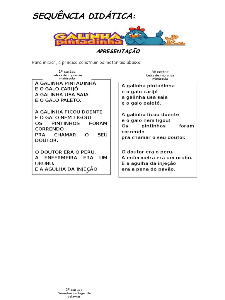 Sequencia Galinha Pintadinha | PDF | Fonema | Palavra