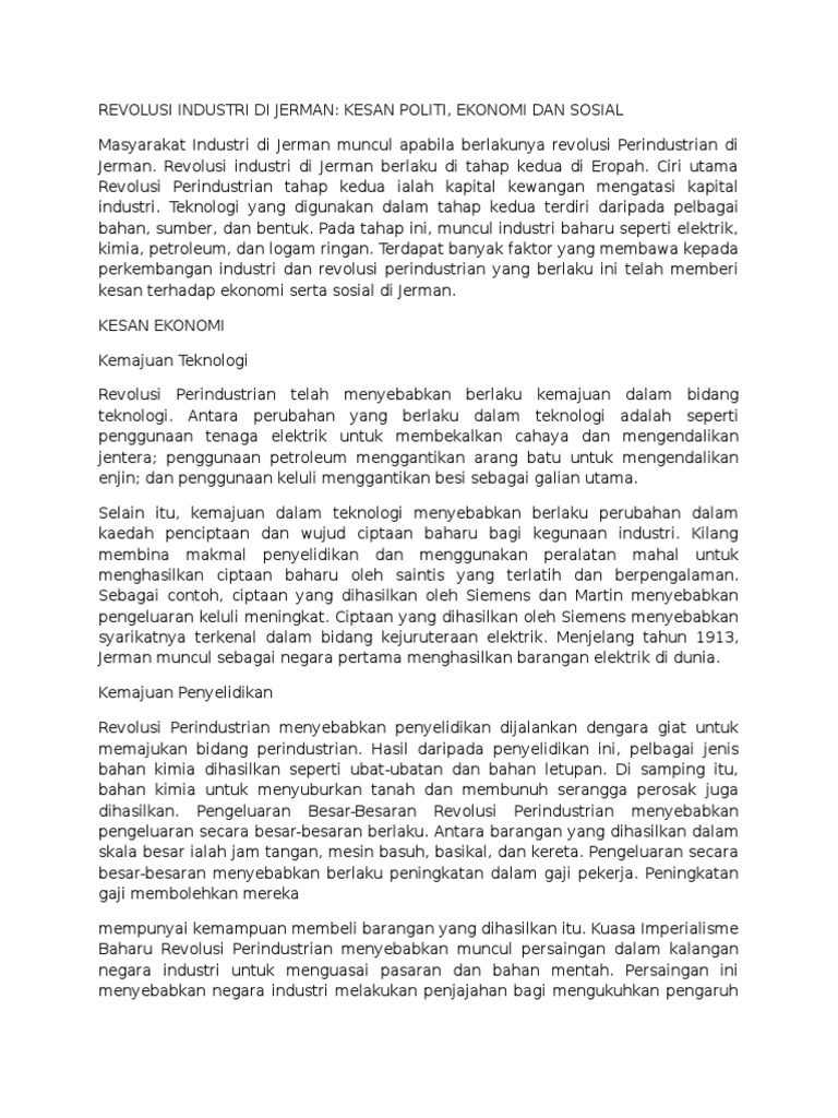Sejarah Stpm Sem 1 Perkembangan Perindustrian Di Jerman Abad Ke 19