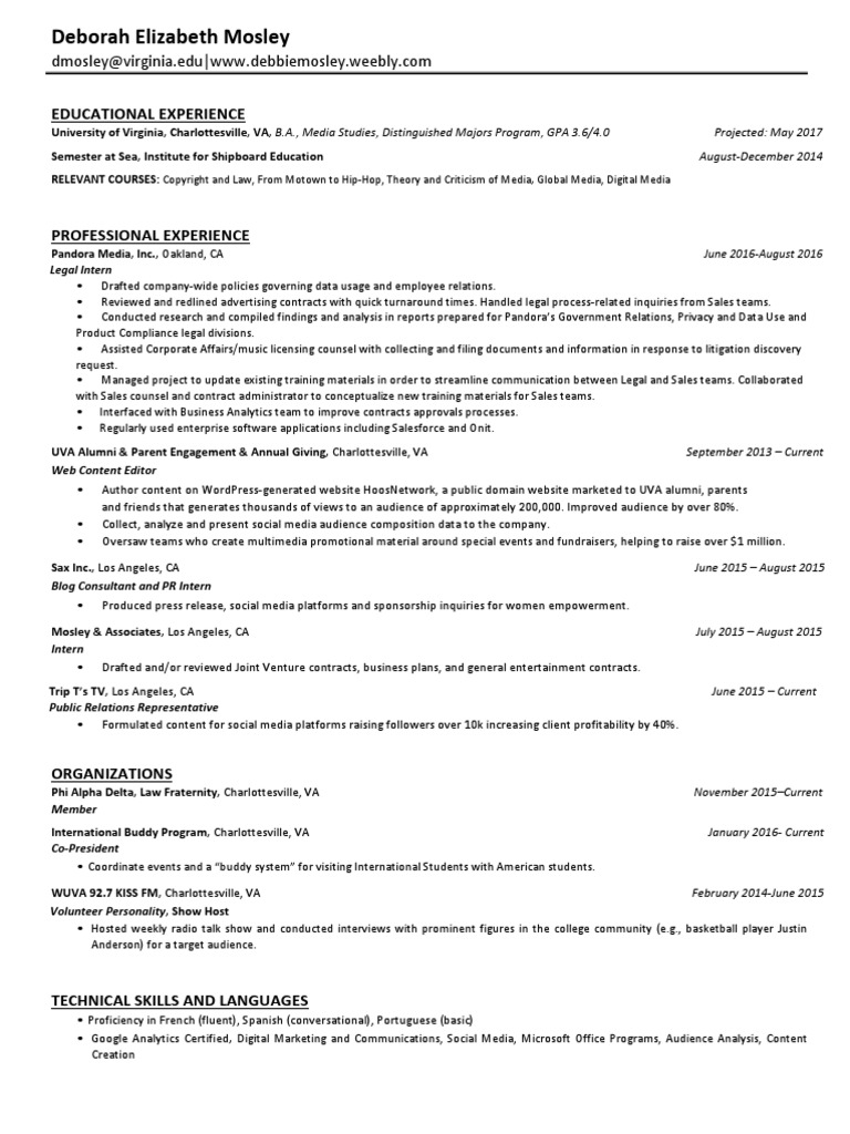 Final Pandora Resume 1 PDF - 1701952909