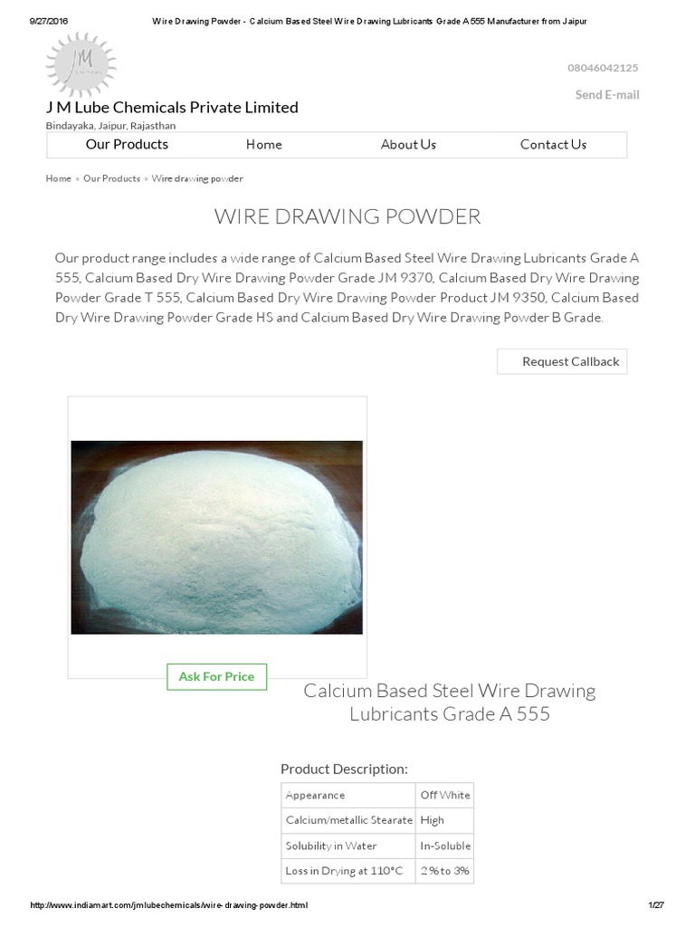 Wire Drawing Powder Calcium Based Steel Wire Drawing Lubricants Grade