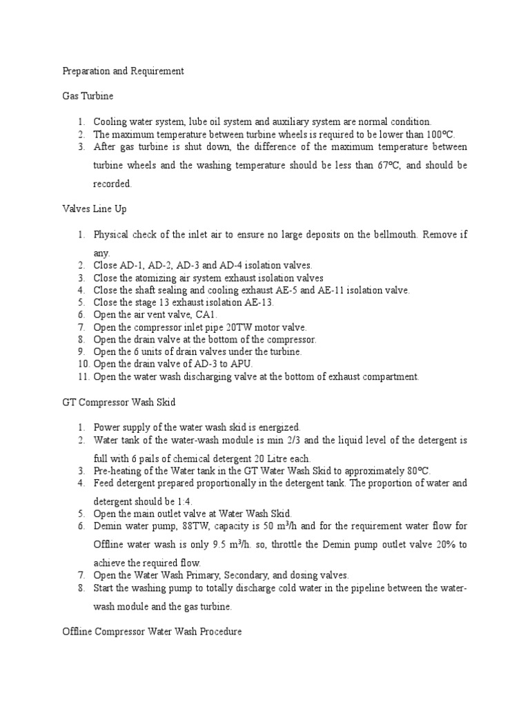 Preparation and Requirement | Valve | Gas Compressor