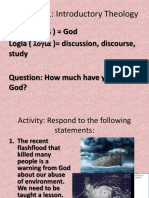 Qeos) God Logia) Discussion, Discourse,: Lecture # 1: Introductory Theology