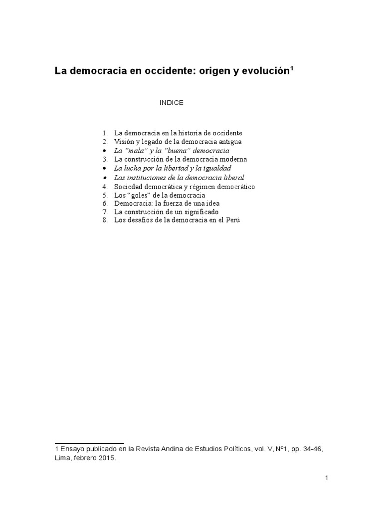 Origen y evolución de la democracia en Occidente | PDF | Democracia ...