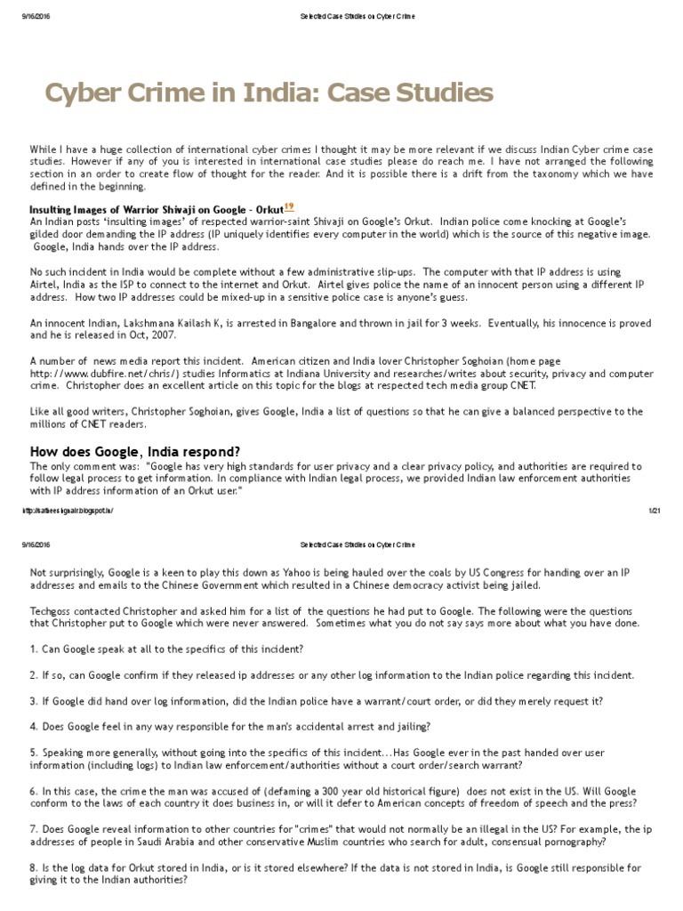 Selected Case Studies on Cyber Crime.pdf Outsourcing Personal