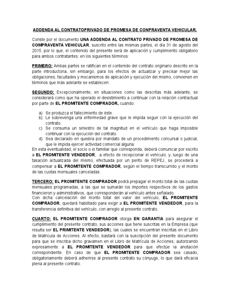 Modelo De Desistimiento De Promesa De Compraventa
