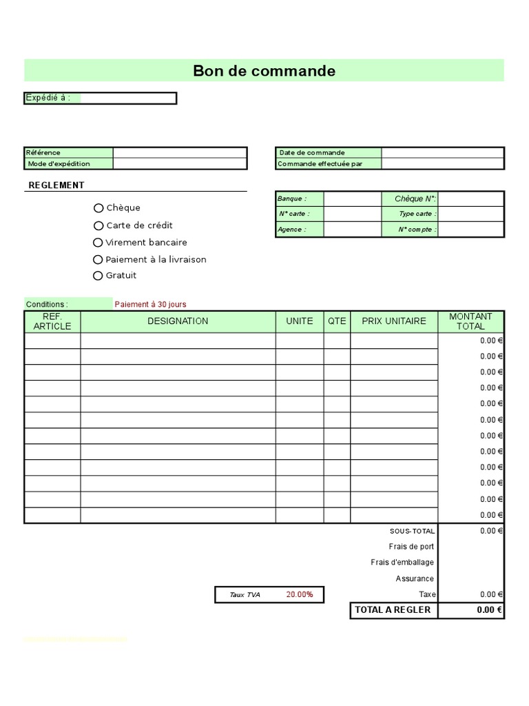 Bon De Commande Exemple Pdf