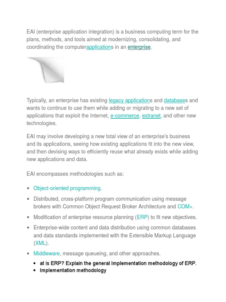 EAI and ERP Implementation Strategies | PDF | Enterprise Resource ...