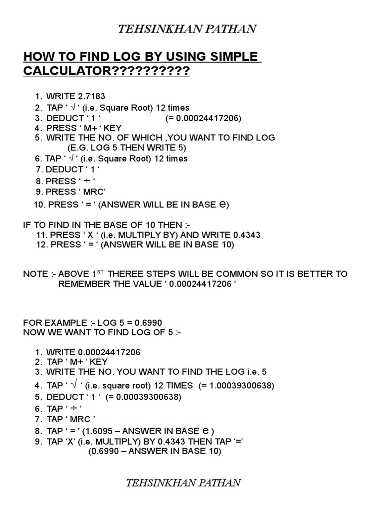 How To Find Log by Using Simple Calculator