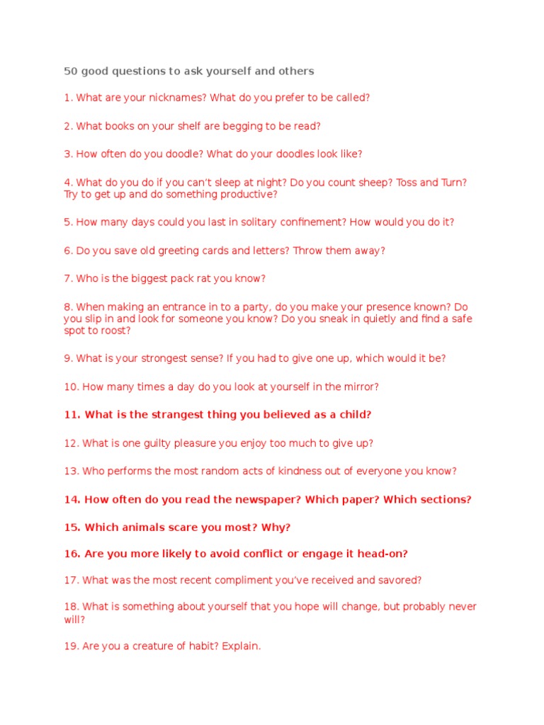 50 Thought-Provoking Questions | PDF | Career & Growth | Self-Improvement