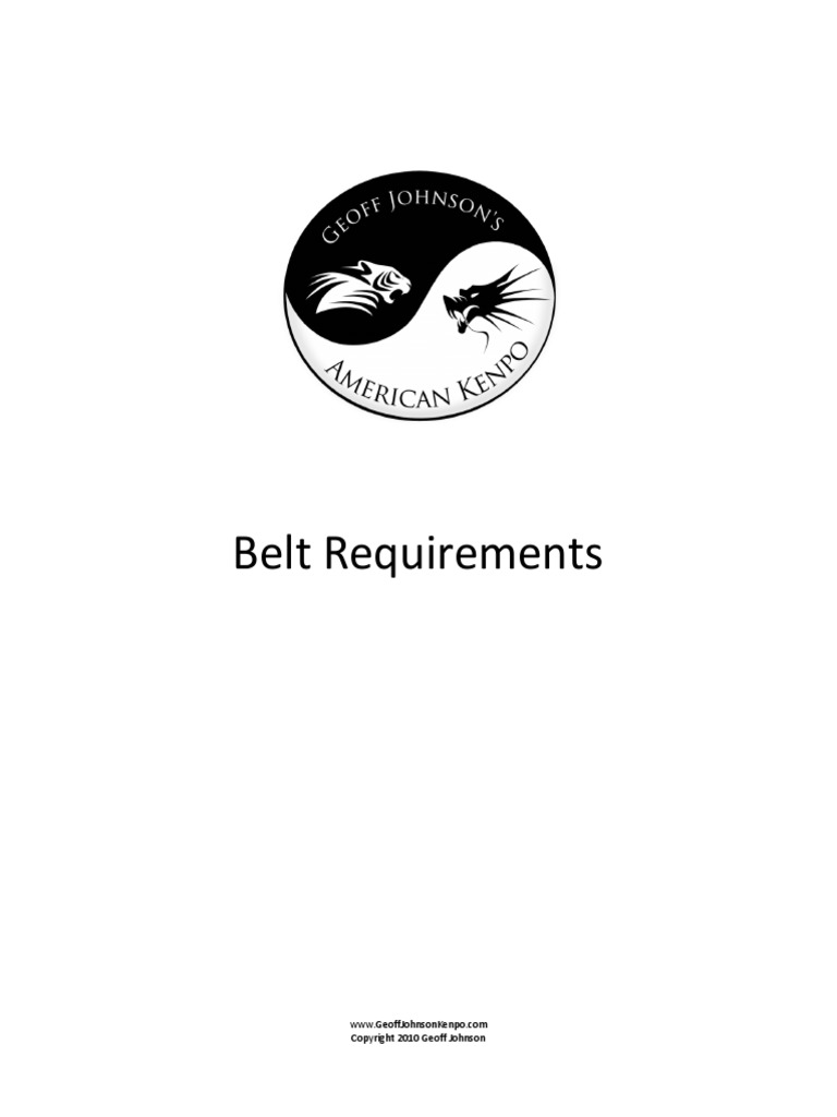 American Kenpo Belt Requirements Combat Sports Individual Sports