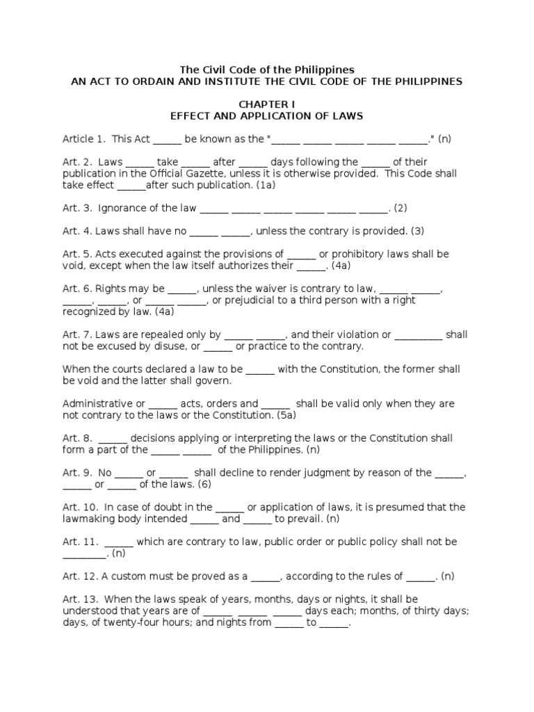 Civil Code of the Philippines Overview | PDF | Legal Personality ...