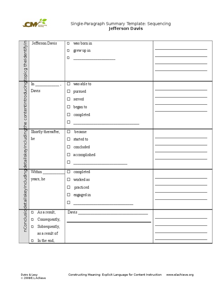 Educator's Guide: Sequencing Template | PDF | Language Arts ...