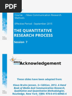 The Quantitative Research Process: Session 7