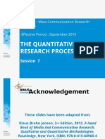 The Quantitative Research Process: Session 7