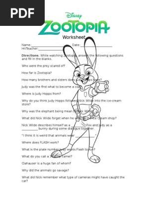Zootopia Worksheet Printable