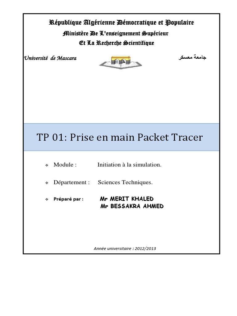 Prise en main de Packet Tracer en TP | PDF | Méthodes et références ...