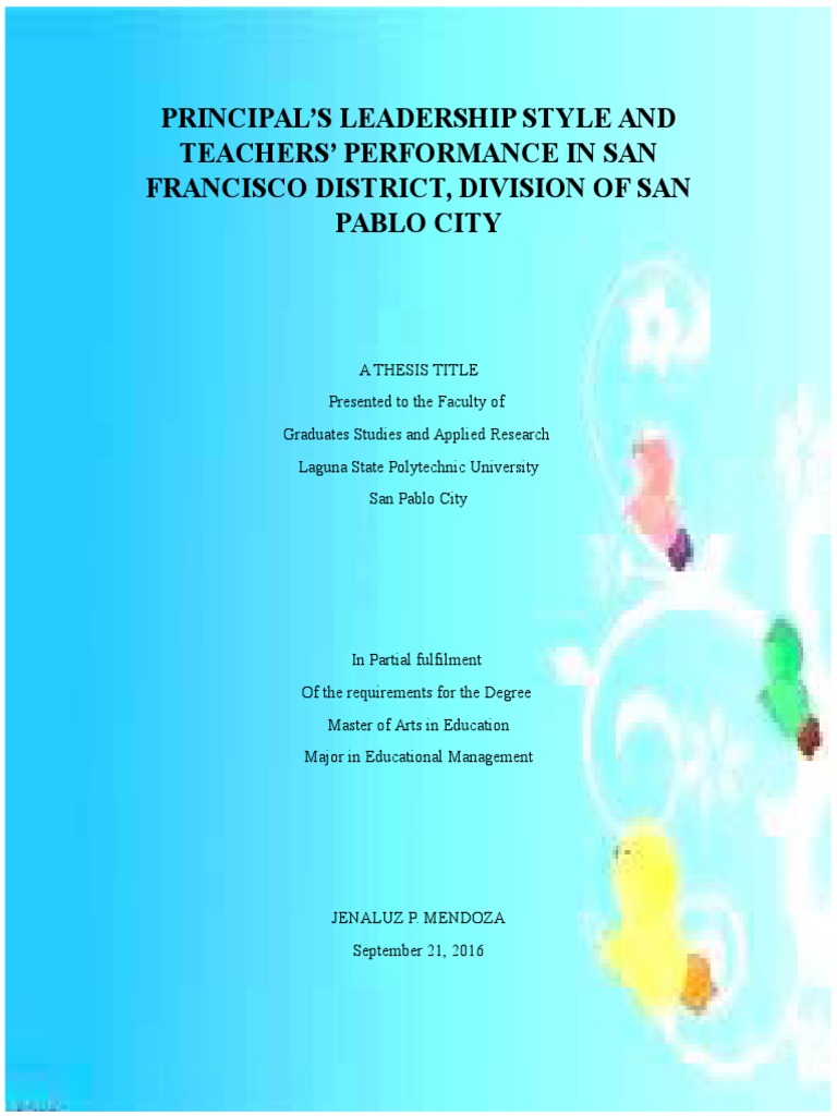 Principals' Leadership Styles and Teachers Performance | PDF | Teachers ...