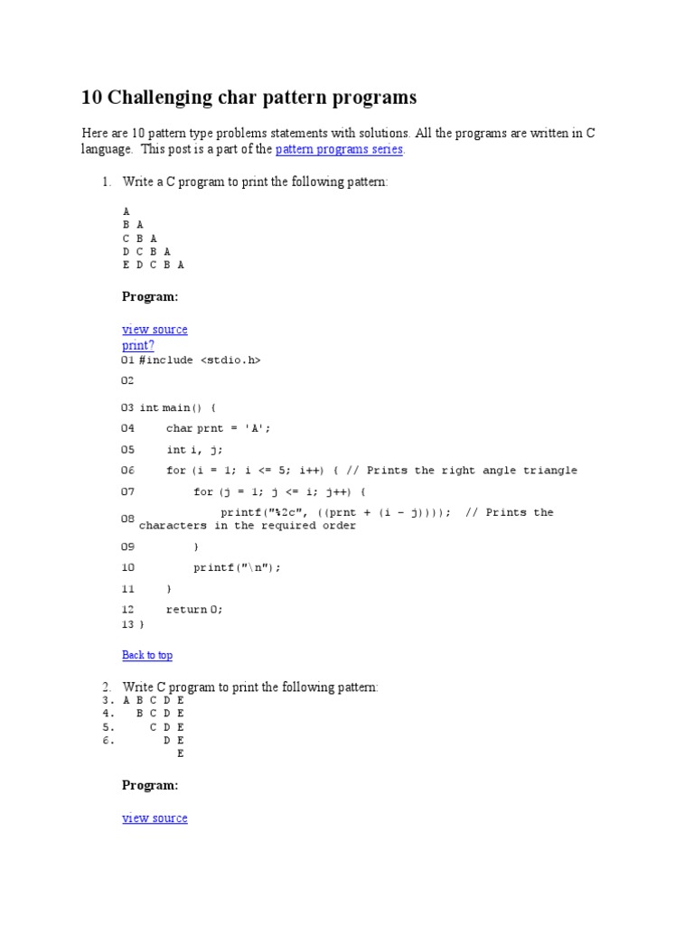 10 Challenging Char Programs | PDF | Elementary Geometry | Computer Science