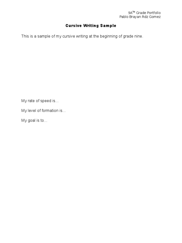 Cursive Writing Sample This Is A Sample of My Cursive Writing at The
