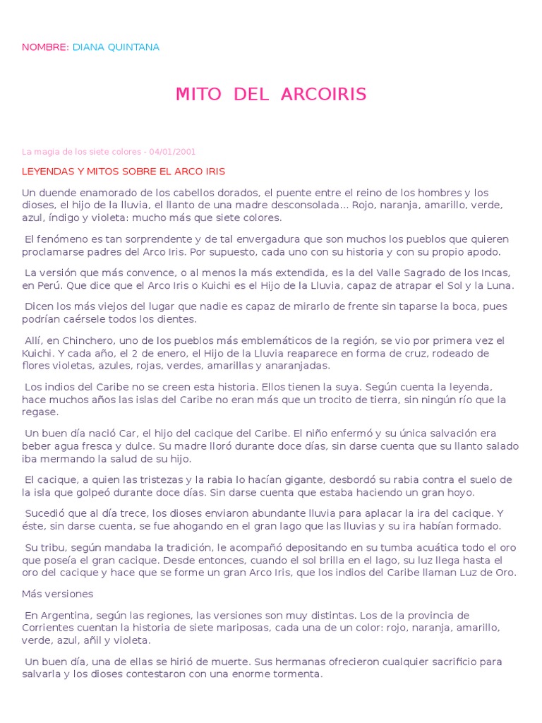 Mitos sobre el origen del arcoíris | PDF | Arco iris | Mitología nórdica