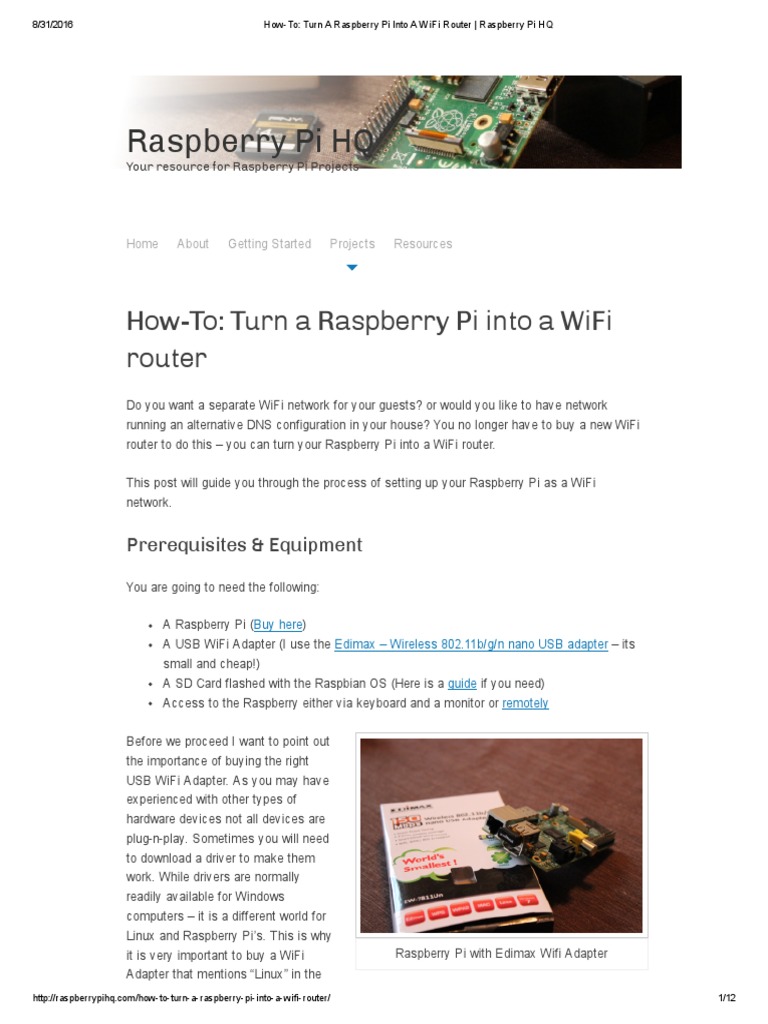 Raspberry Pi as a WiFi Router Guide | PDF | Wi Fi | Usb