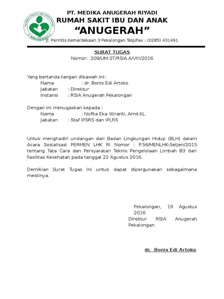 Contoh Surat Tugas Pdf