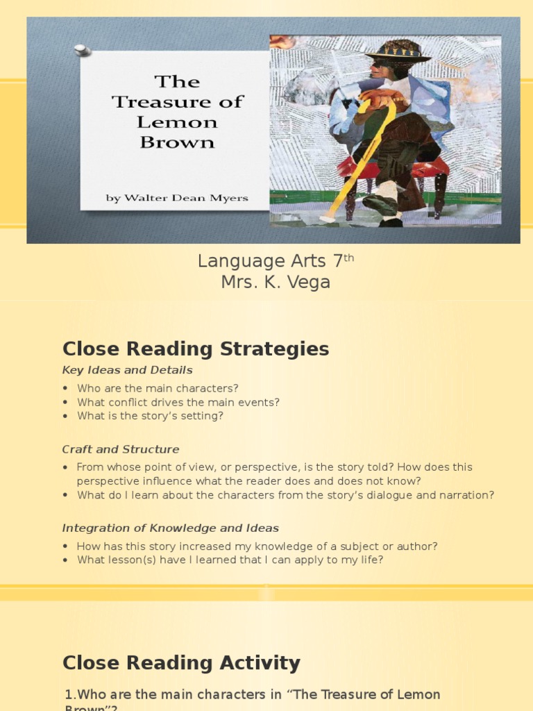 The Treasure of Lemon Brown Narration Cognition