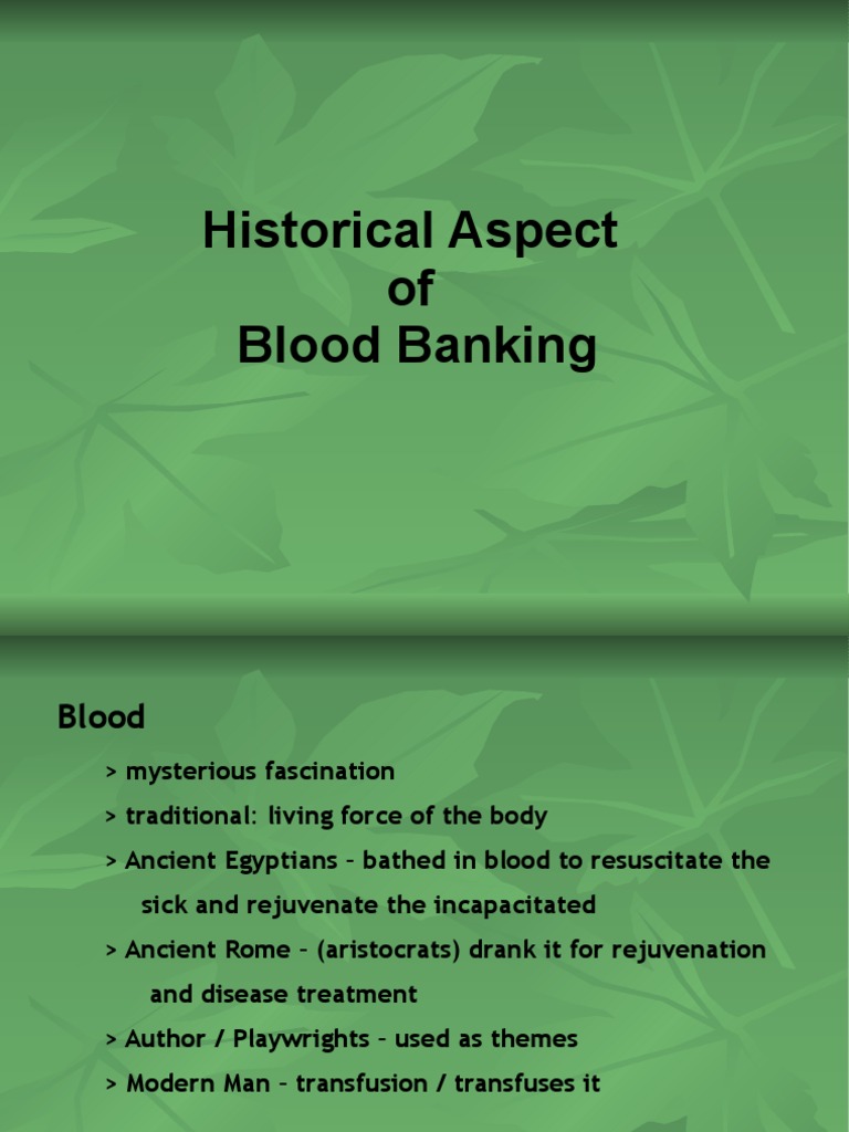Evolution of Blood Banking History | PDF | Blood Transfusion | Animal ...