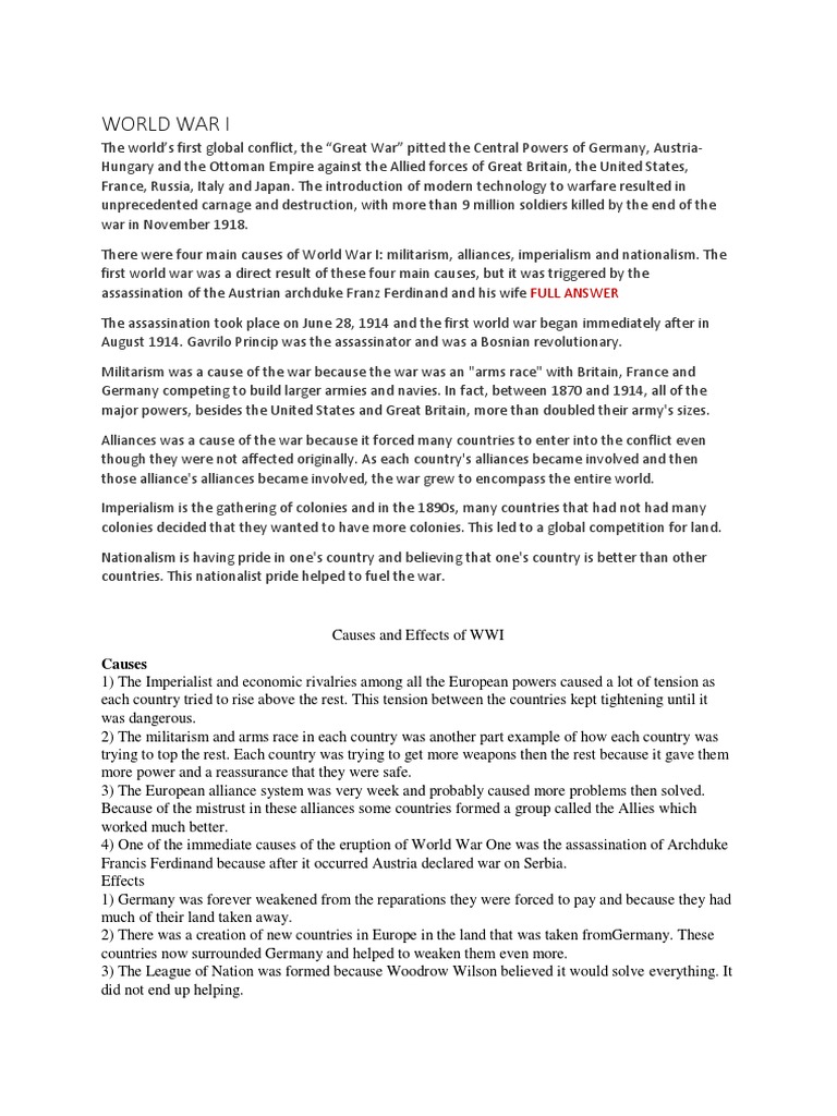 Documento Sobre La Primera Guerra Mundual | PDF | Rms Lusitania | World ...
