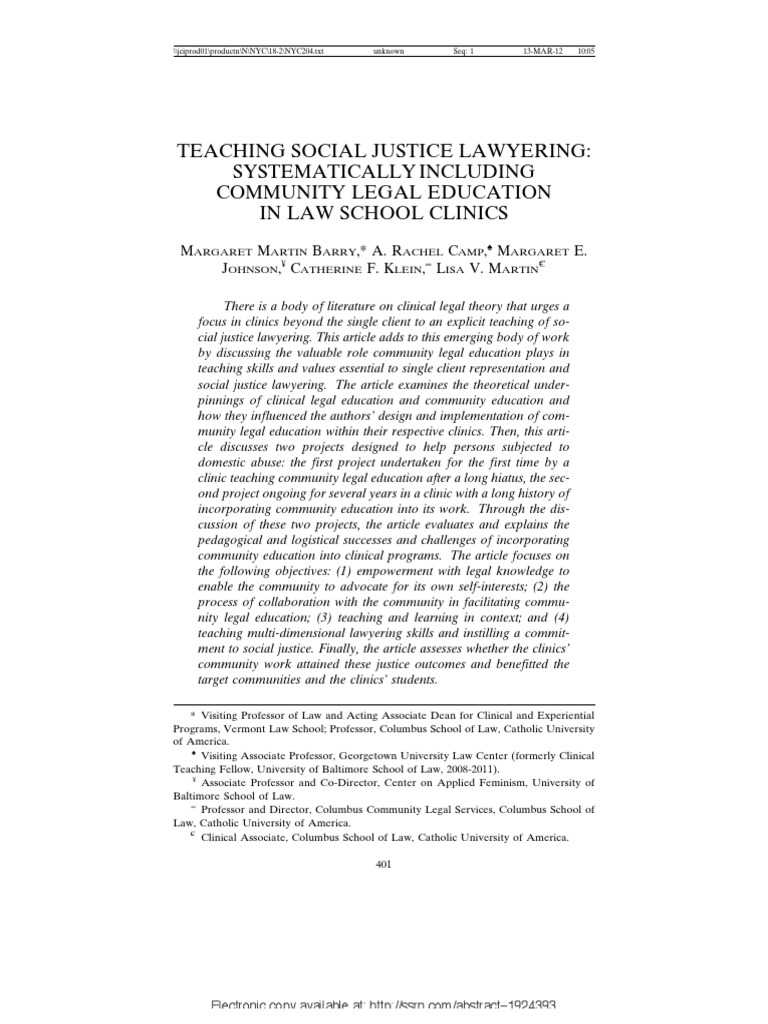 Teaching Social Justice Lawyering - Community Education PDF | PDF ...