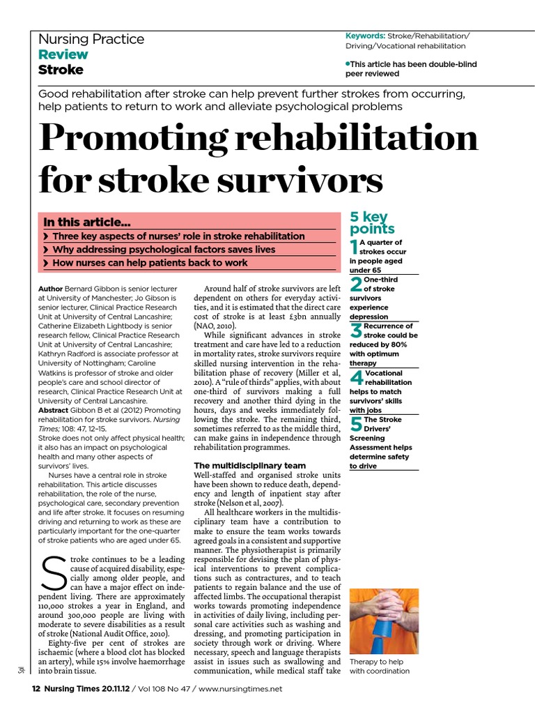 Promoting Rehabilitation For Stroke Survivors: Review | PDF | Stroke ...