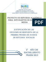 Justificación de las Opciones de Respuesta de la Primera Prueba de Avance de Estudios Sociales  – Segundo Año de Bachillerato  (PRA.pdf