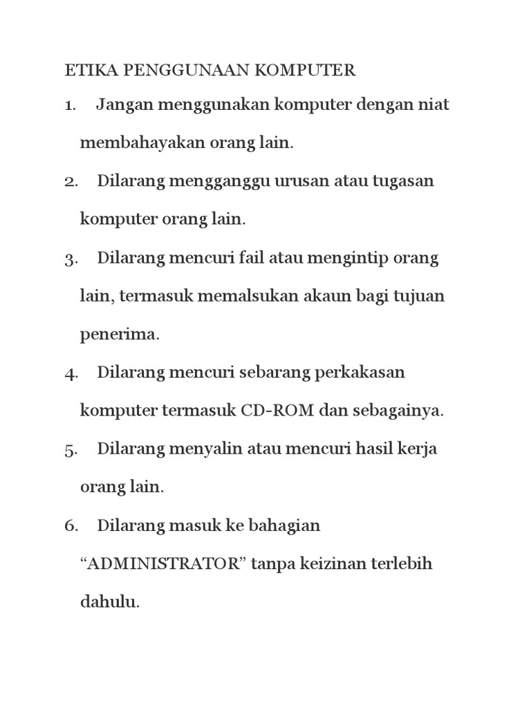 Etika Penggunaan Komputer Pdf