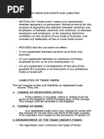 Rights and Liabilities of a trade union
