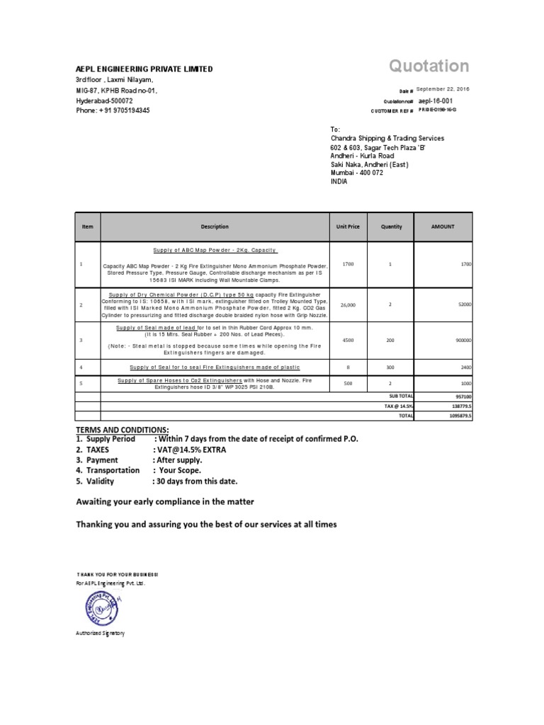 Quotation Template PDF PDF