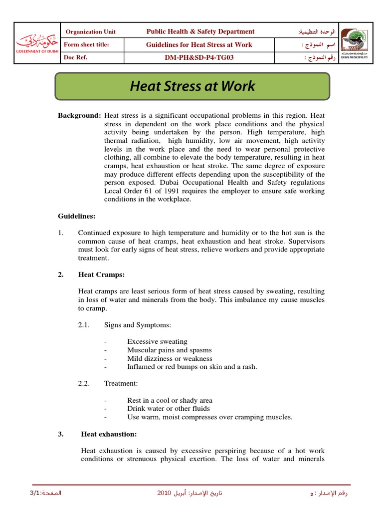 Heat Stress Guidelines for Workers | PDF | Hyperthermia | Hypothermia