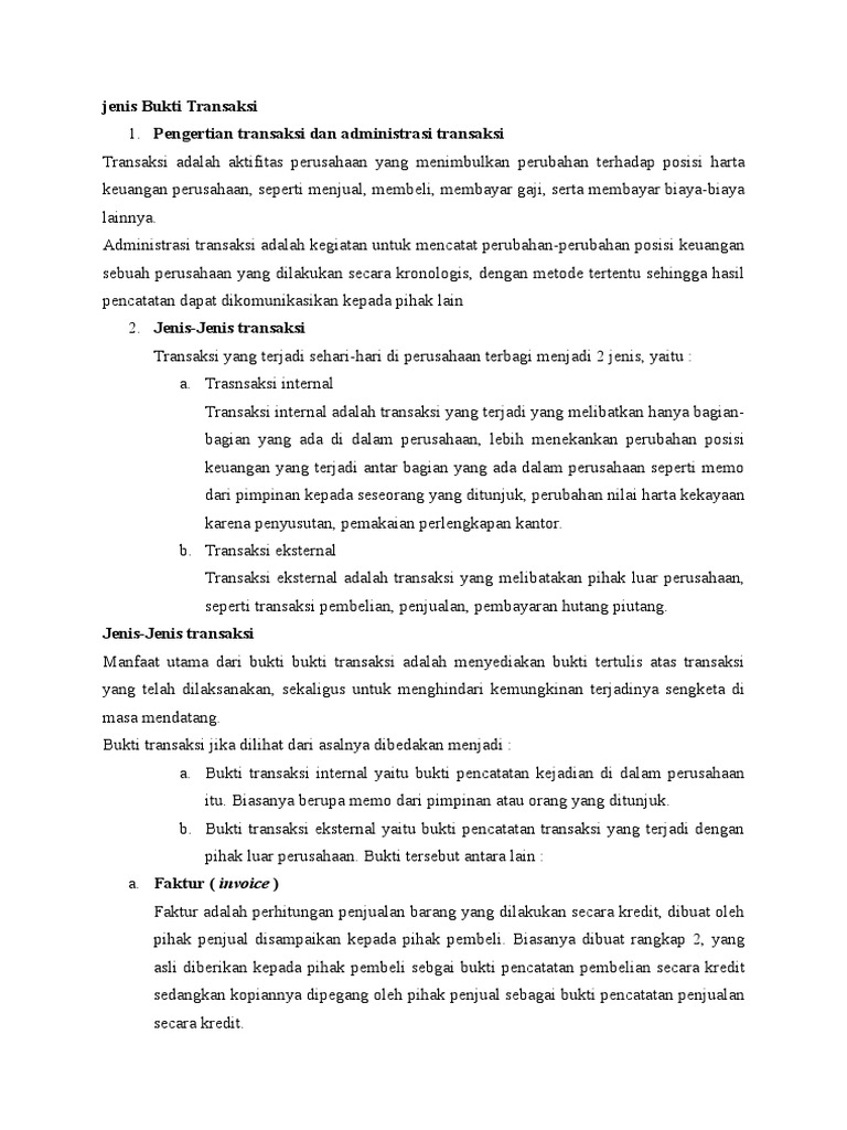 Contoh Dokumen Transaksi Siap Print | PDF