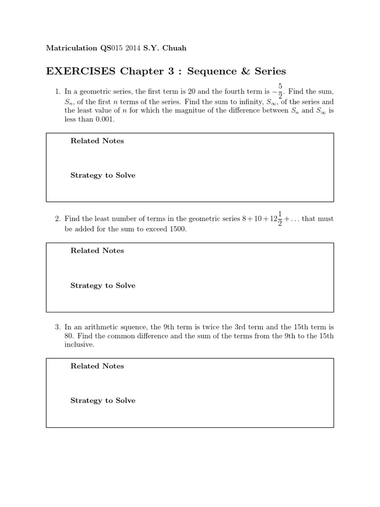 Exercises For Sequence and Series | PDF