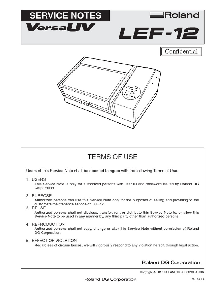 Roland LEF-12 Service Manual | PDF | Printer (Computing) | Manufactured ...