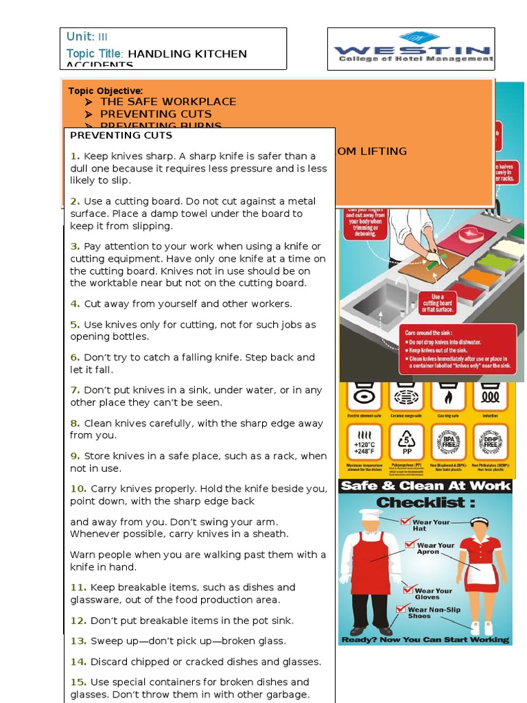 Topic 9 (Handling Kitchen Accidents) | PDF | Knife | Wound