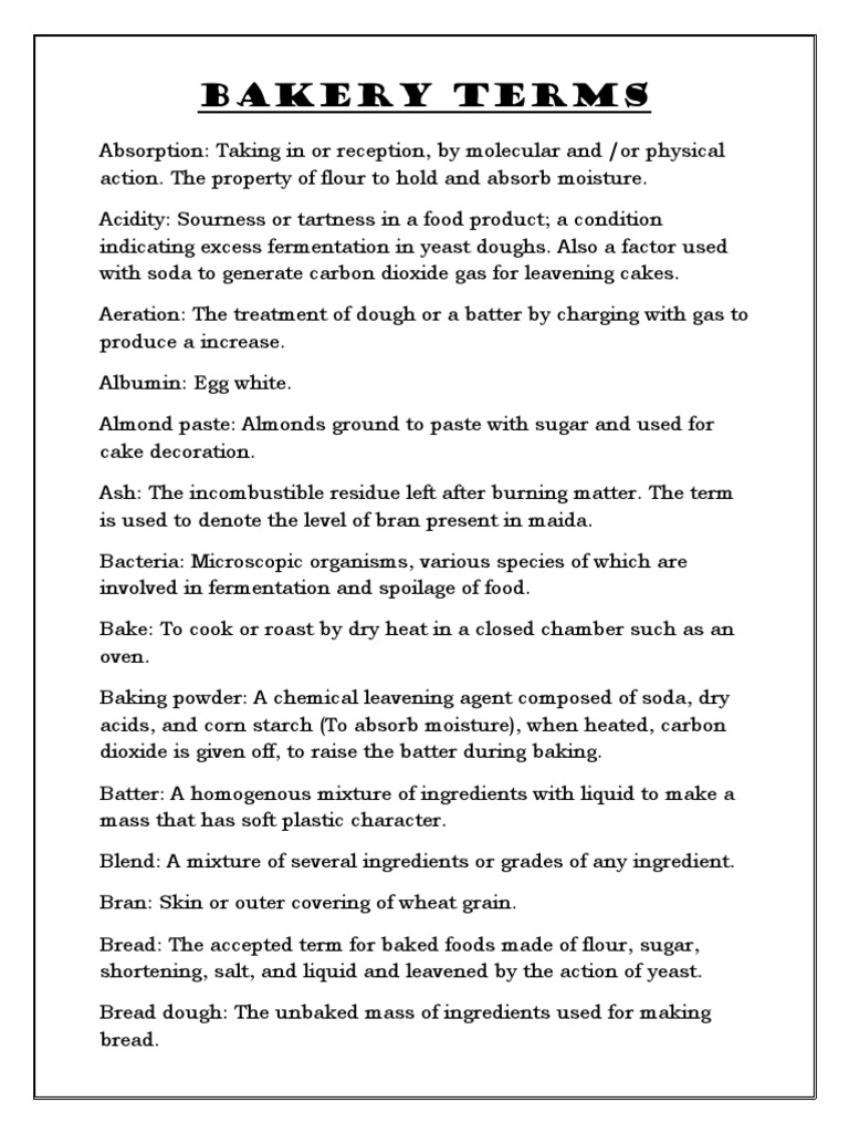 Bakery Terms | PDF