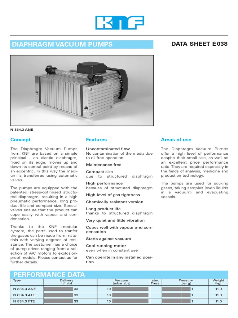 Data Sheet N834.3 E038 011 | PDF | Gas Compressor | Pump