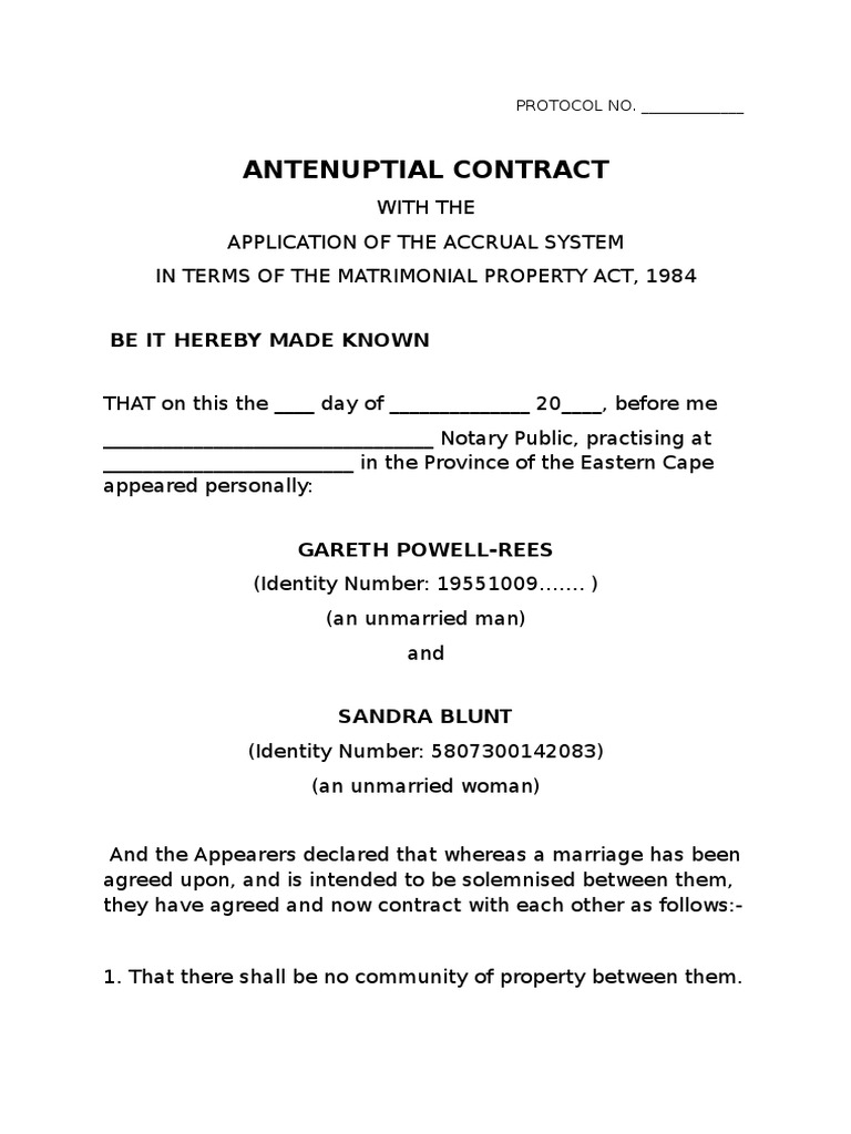 antenuptial contract