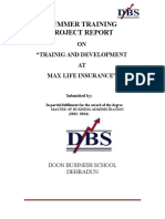 Summer Training Project Report on Training and Development at Max Life Insurance