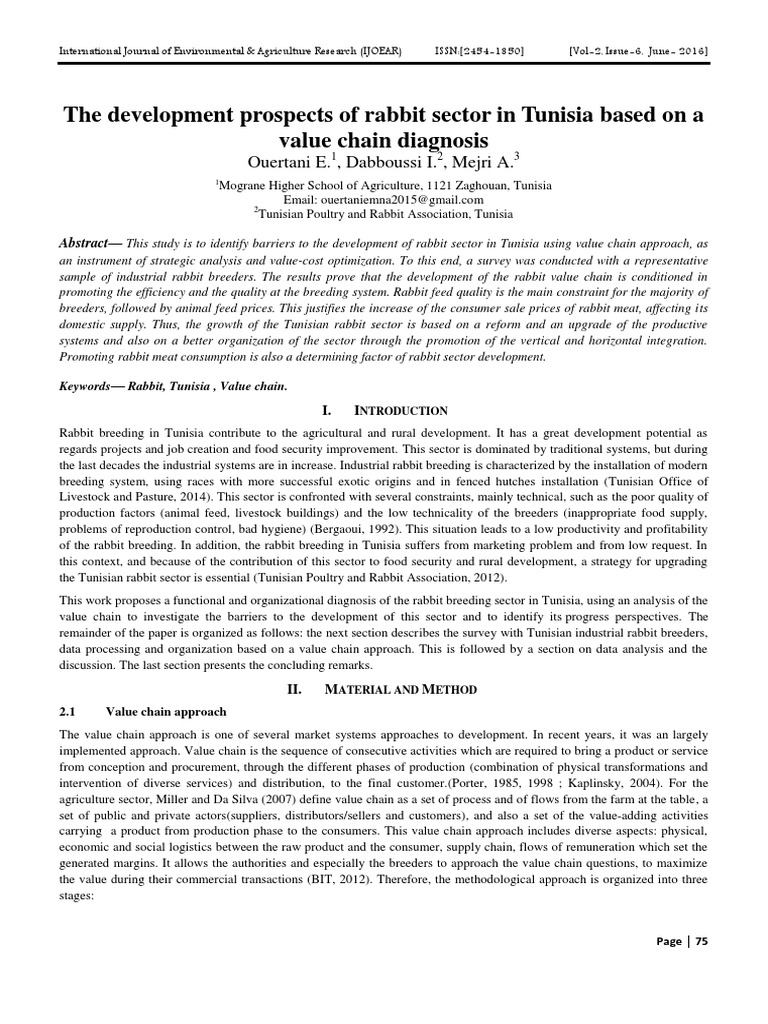 Agriculture Journal The Development Prospects of Rabbit Sector in ...
