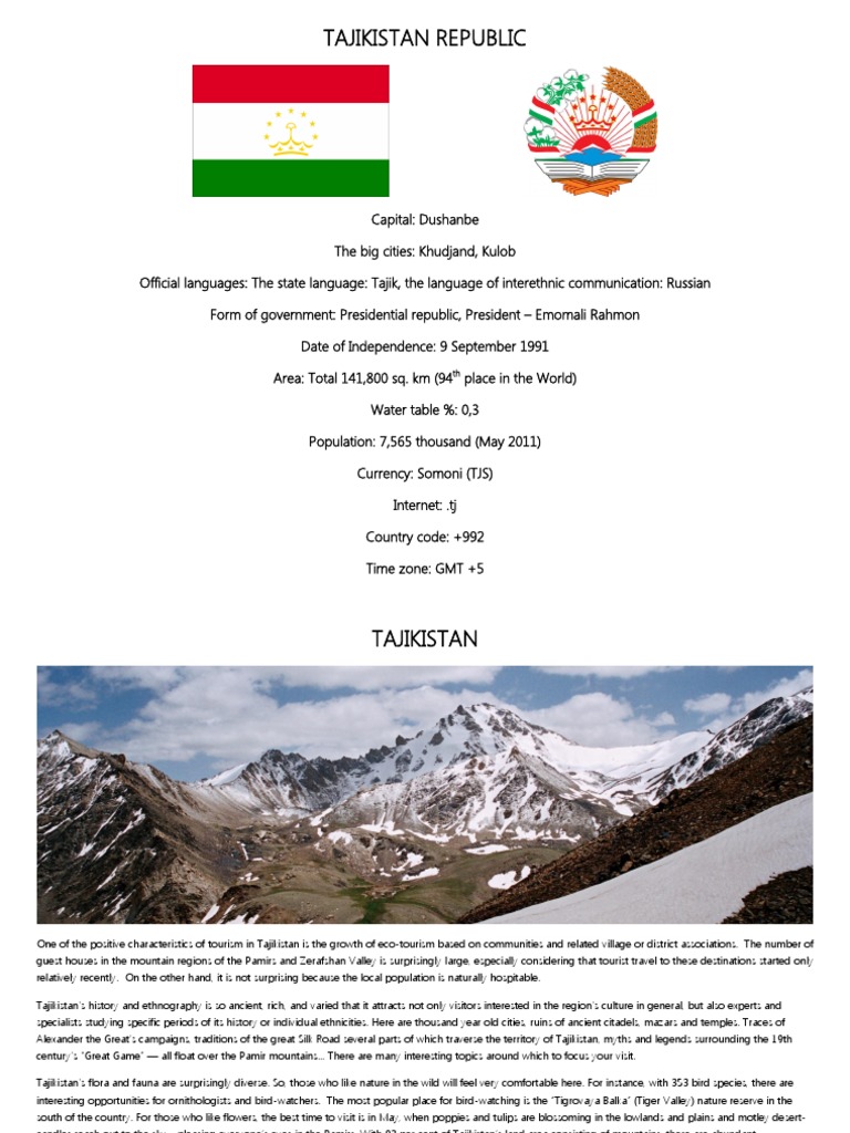 Overview of Tajikistan's Key Facts | PDF | Tajikistan